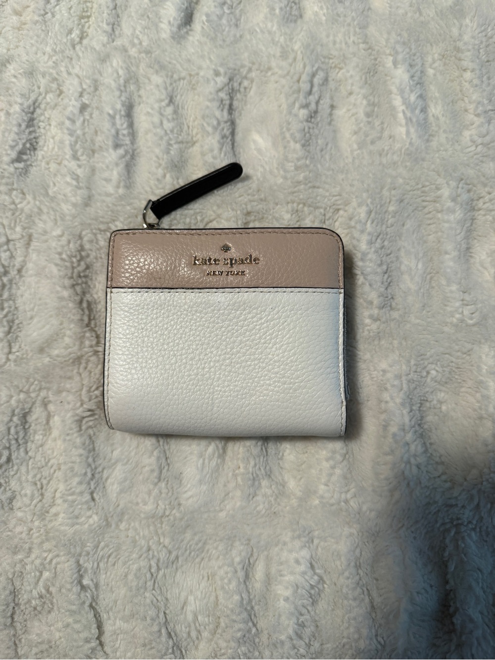 Kate Spade Two-Tone White & Blush Leather Zip Wallet